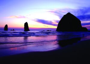 haystack rock sunset